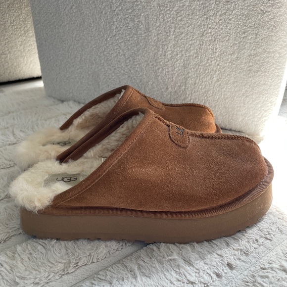 UGG Chestnut Suede Shearling Mules - Picture 4 of 4